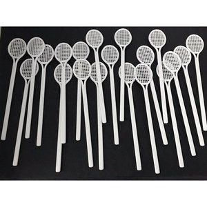 Lot of 20 Zoo Piks Plastic White Tennis Racket Swizzle Sticks